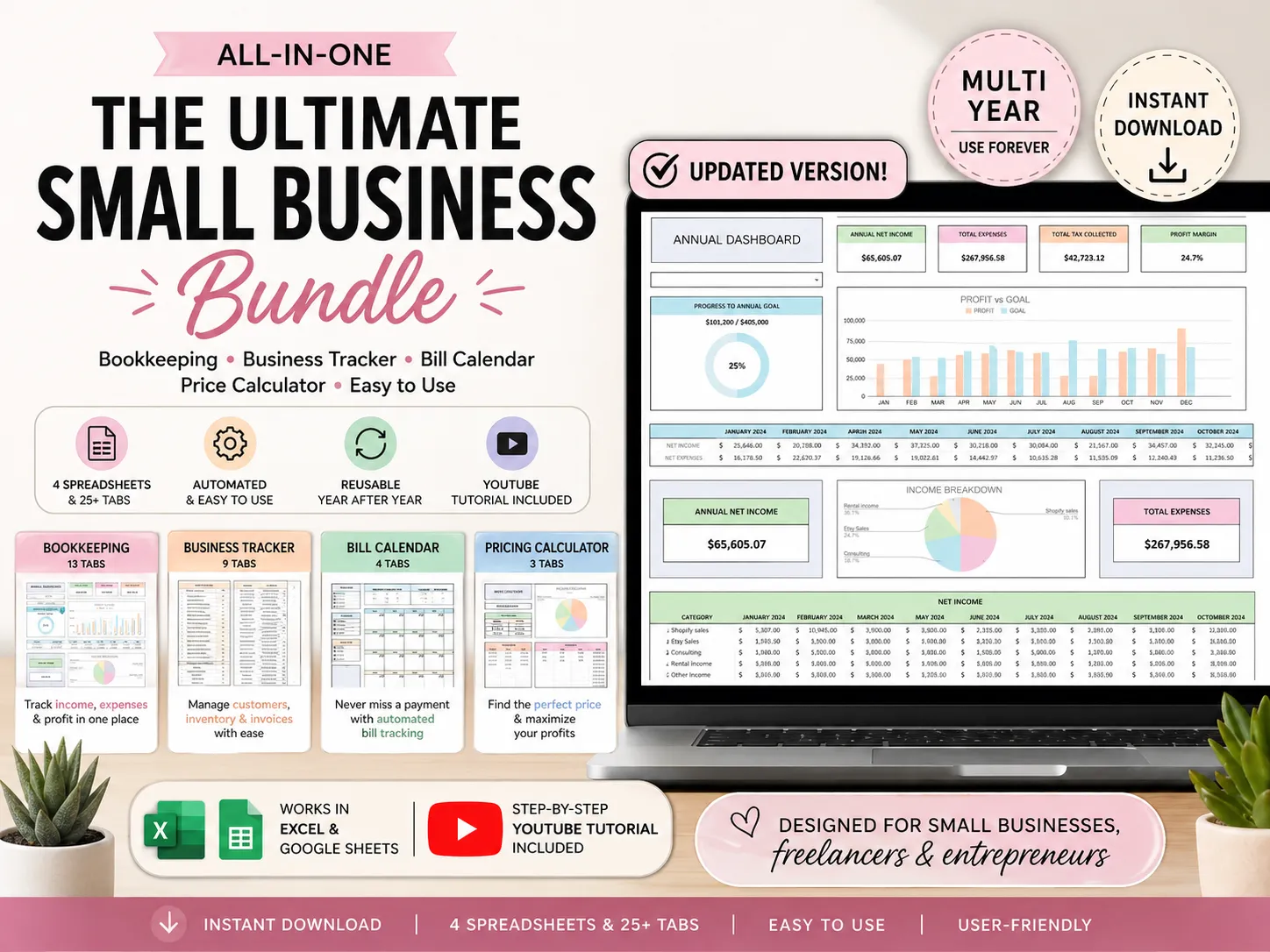 The Ultimate Small Business Bundle: All in one small business spreadsheet