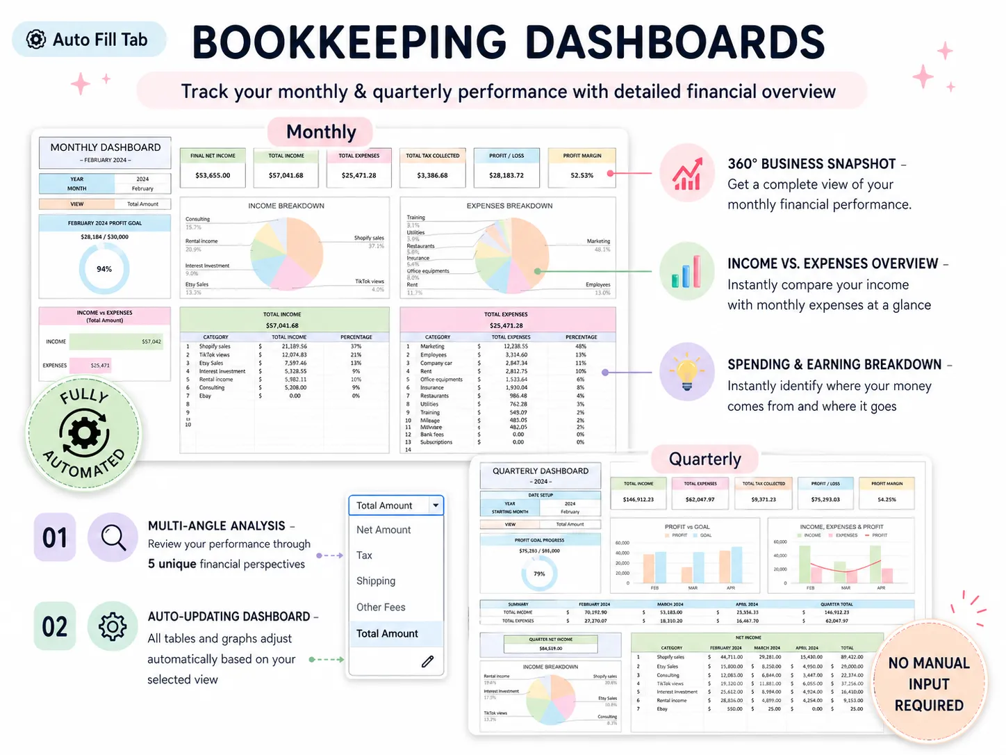 The Ultimate Small Business Bundle: Bookkeeping dashboards