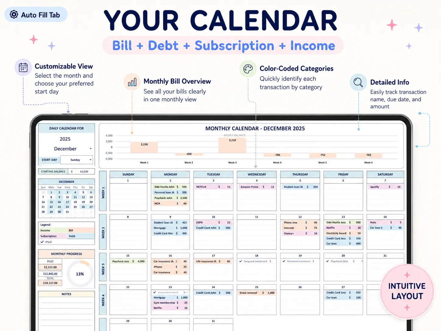 The Ultimate Small Business Bundle: Bill calendar